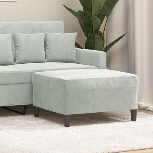 Xichuzi Fußhocker, Sitzhocker, Hocker, Couch Hocker, Schuhhocker, Ottoman Stool, Hellgrau 70x55x41 cm Samt von Xichuzi