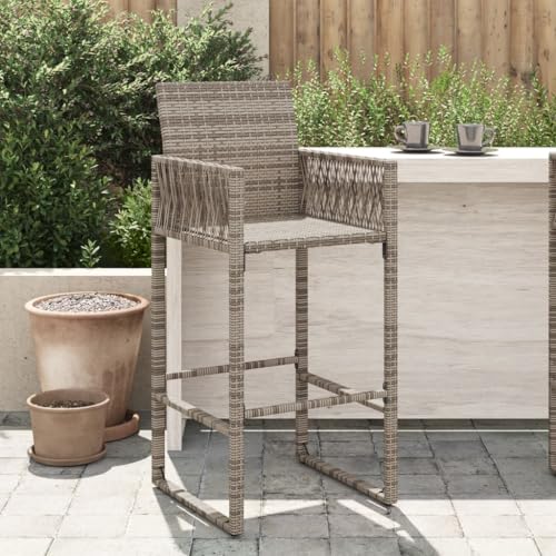 Xichuzi Garten-Barhocker 2 STK. Grau Poly Rattan, Barhocker Outdoor Wetterfest, Barstühle, Balkonstuhl, Gartenstuhl - 368704 von Xichuzi