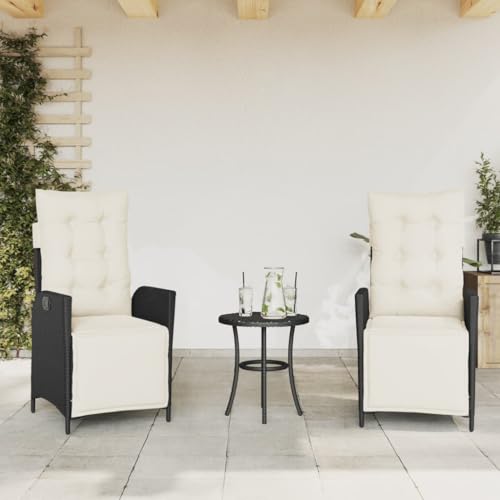 Xichuzi Gartensessel mit Fußteil 2 STK. Verstellbar Schwarz Poly Rattan, Gartenstühle, Gartenmöbel, Balkonstuhl, Garten Stühle, Terrassenstühle, Balkonmöbel - 365288 von Xichuzi