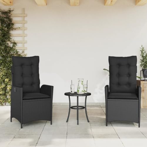 Xichuzi Gartensessel mit Kissen 2 STK. Verstellbar Schwarz Poly Rattan, Gartenstühle, Gartenmöbel, Balkonstuhl, Garten Stühle, Terrassenstühle, Balkonmöbel - 365265 von Xichuzi