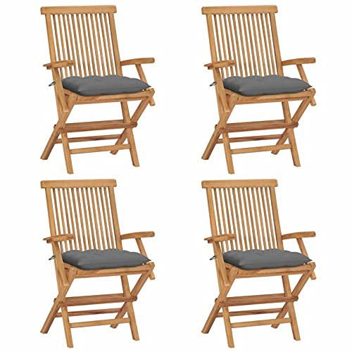 Xichuzi Gartenstühle mit Grauen Kissen, Gartenmöbel, Balkonstühle, Hochlehner, Balkonmöbel, Bistrostuhl, Garten Stühle, Sit Möbel, Armlehnenstuhl, 4 STK. Massivholz Teak Xichuzi Gartenstühle mit Grauen Kissen, Gartenmöbel, Balkonstühle, Hochlehner, Balkonmöbel, Bistrostuhl, Garten Stühle, Sit Möbel, Armlehnenstuhl, 4 STK. Massivholz Teak von Xichuzi