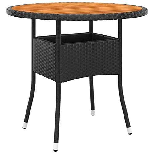 Xichuzi Gartentisch, Gartentisch, Terrassentisch, Esstisch Garten, Gartenesstische, Gartenmöbel, Außentisch, Ø80x75 cm Akazienholz und Poly Rattan Schwarz von Xichuzi
