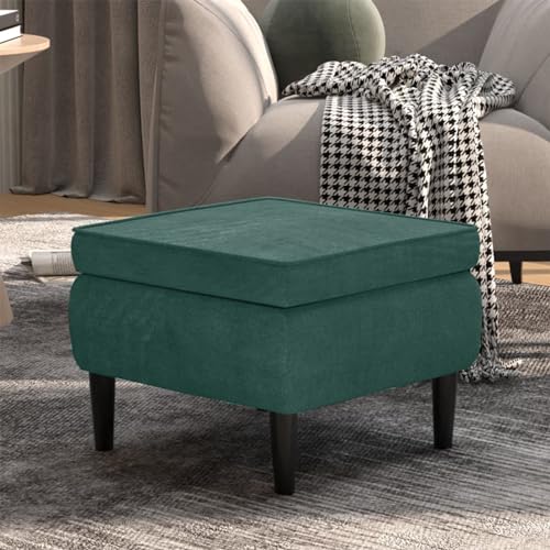 Xichuzi Hocker mit Holzbeinen Dunkelgrün Samt, Sitzhocker, Fußhocker, Sofahocker, Fuß Hocker, Couch Hocker, Stool, Footstool - 329438 von Xichuzi