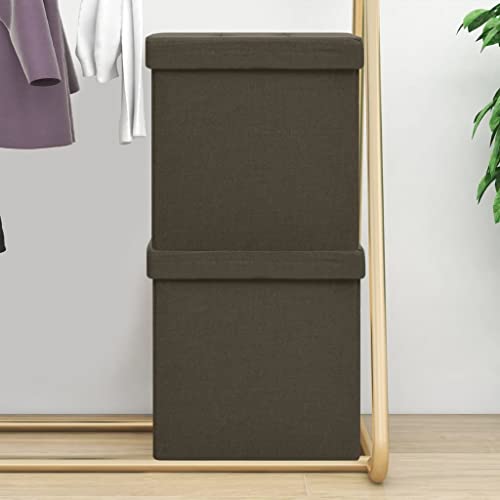 Xichuzi Hocker mit Stauraum 2 STK. Dunkelbraun Leinenoptik, Sitzhocker, Fußhocker, Sofahocker, Fuß Hocker, Couch Hocker, Stool, Footstool - 338775 von Xichuzi