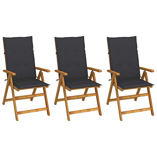 Xichuzi Klappbare Gartenstühle 3 STK. mit Auflagen, Gartenmöbel, Balkonstühle, Hochlehner, Balkonmöbel, Bistrostuhl, Balkonset, Garten Stühle, Sit Möbel, Armlehnenstuhl, Massivholz Akazie Xichuzi Klappbare Gartenstühle 3 STK. mit Auflagen, Gartenmöbel, Balkonstühle, Hochlehner, Balkonmöbel, Bistrostuhl, Balkonset, Garten Stühle, Sit Möbel, Armlehnenstuhl, Massivholz Akazie von Xichuzi