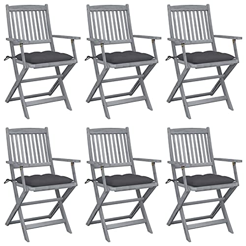 Xichuzi Klappbare Gartenstühle 6 STK. mit Kissen, Gartenmöbel, Balkonstühle, Bistrostuhl, Balkonmöbel, Balkonset, Garten Stühle, Sit Möbel, Armlehnenstuhl, Massivholz Akazie Xichuzi Klappbare Gartenstühle 6 STK. mit Kissen, Gartenmöbel, Balkonstühle, Bistrostuhl, Balkonmöbel, Balkonset, Garten Stühle, Sit Möbel, Armlehnenstuhl, Massivholz Akazie von Xichuzi