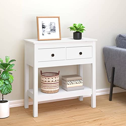 Xichuzi Konsolentisch, Beistelltisch, Sideboard Wohnzimmer, Flur Möbel, Couchtisch, Regal Wohnzimmer, Wohnzimmer Tisch, Weiß 75x35x75 cm Massivholz Kiefer Xichuzi Konsolentisch, Beistelltisch, Sideboard Wohnzimmer, Flur Möbel, Couchtisch, Regal Wohnzimmer, Wohnzimmer Tisch, Weiß 75x35x75 cm Massivholz Kiefer von Xichuzi