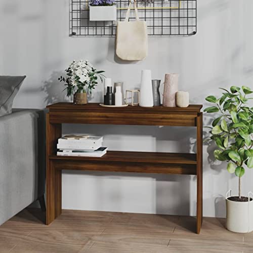 Xichuzi Konsolentisch, Flur Tisch, Beistelltisch, Bartisch, Stehtisch, Consolentisch, Eingangsbereich, Porch Table, Braun Eichen-Optik 102x30x80 cm Holzwerkstoff von Xichuzi