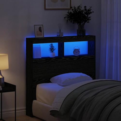 Xichuzi LED-Kopfteil mit Ablagen Schwarz Eichen-Optik 100x17x102 cm, Bettkopfteil, Kopfteil Bezug, Bett Rückwand, Bettrückwand, Kopfteilbezüge, Kopfteilabdeckung - 863127 Xichuzi LED-Kopfteil mit Ablagen Schwarz Eichen-Optik 100x17x102 cm, Bettkopfteil, Kopfteil Bezug, Bett Rückwand, Bettrückwand, Kopfteilbezüge, Kopfteilabdeckung - 863127 von Snsowed