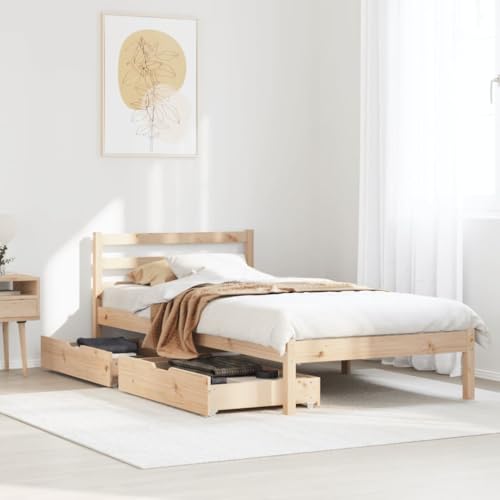 Xichuzi Massivholzbett ohne Matratze 100x200 cm Kiefernholz, Bett, Bettgestell, Jugendbett, Schlafzimmer Bett, Bed Frame - 3301536 von Xichuzi