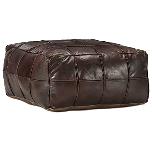 Xichuzi Pouf Dunkelbraun 60 x 60 x 30 cm Echtes Ziegenleder, Ottoman Puff, Sitzhocker, Sitzkissen Boden, Pouf Hocker, Sitzpuff, Couch Hocker von Xichuzi