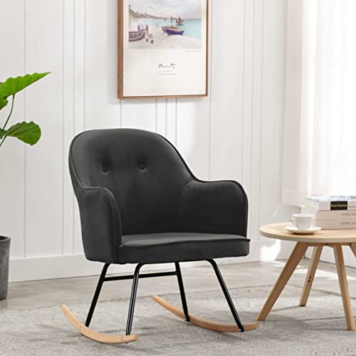 Xichuzi Schaukelstuhl, Sessel Wohnzimmer, Schaukelsessel, Stillsessel, Schwingsessel, Ohrensessel, Tv Sessel, Rocking Chair, Relaxsessel, Dunkelgrau Samt von Xichuzi