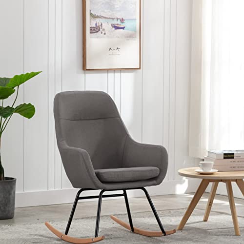 Xichuzi Schaukelstuhl, Sessel Wohnzimmer, Schaukelsessel, Stillsessel, Schwingsessel, Ohrensessel, Tv Sessel, Rocking Chair, Relaxsessel, Hellgrau Stoff von Xichuzi