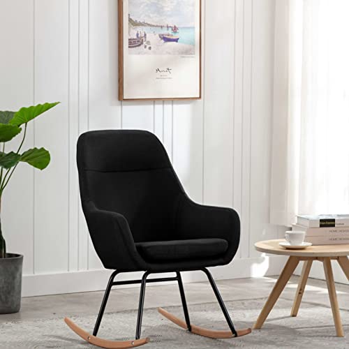 Xichuzi Schaukelstuhl, Sessel Wohnzimmer, Schaukelsessel, Stillsessel, Schwingsessel, Ohrensessel, Tv Sessel, Rocking Chair, Relaxsessel, Schwarz Stoff von Xichuzi