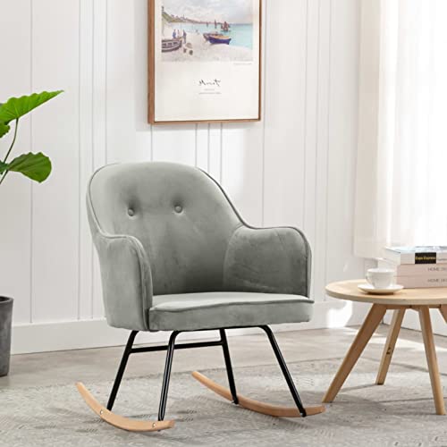 Xichuzi Schaukelstuhl, Sessel Wohnzimmer, Schaukelsessel, Stillsessel, Schwingsessel, Tv Sessel, Ohrensessel, Relaxsessel, Rocking Chair, Grau Samt von Xichuzi
