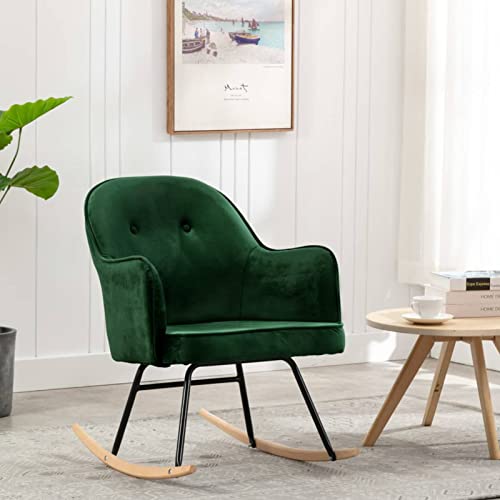 Xichuzi Schaukelstuhl, Sessel Wohnzimmer, Schaukelsessel, Stillsessel, Schwingsessel, Tv Sessel, Ohrensessel, Rocking Chair, Relaxsessel, Dunkelgrün Samt von Xichuzi