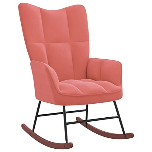 Xichuzi Schaukelstuhl, Sessel Wohnzimmer, Schaukelsessel, Stillsessel, Schwingsessel, Tv Sessel, Ohrensessel, Rocking Chair, Relaxsessel, Rosa Samt von Xichuzi