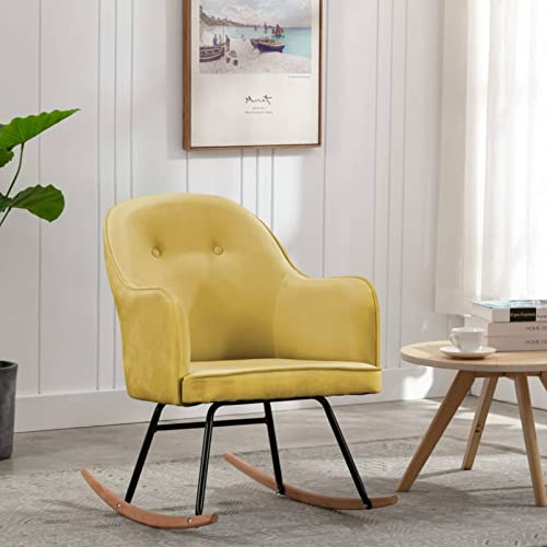 Xichuzi Schaukelstuhl, Sessel Wohnzimmer, Schaukelsessel, Stillsessel, Schwingsessel, Tv Sessel, Ohrensessel, Rocking Chair, Relaxsessel, Senfgelb Samt von Xichuzi