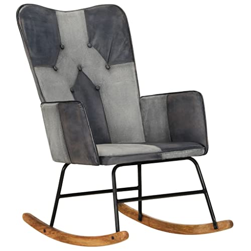 Xichuzi Schaukelstuhl Grau Echtleder und Canvas Schaukelsessel, Sessel Wohnzimmer, Stillsessel, Schwingsessel, Ohrensessel, Tv Sessel, Rocking Chair, Relaxsessel Xichuzi Schaukelstuhl Grau Echtleder und Canvas Schaukelsessel, Sessel Wohnzimmer, Stillsessel, Schwingsessel, Ohrensessel, Tv Sessel, Rocking Chair, Relaxsessel von Xichuzi