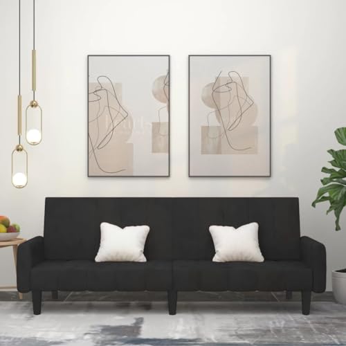 Xichuzi Schlafsofa 2-Sitzer Schwarz Samt, Loungesofa, Sofas & Couches, Relaxsofa, Couch für Wohnzimmer - 375780 von Xichuzi
