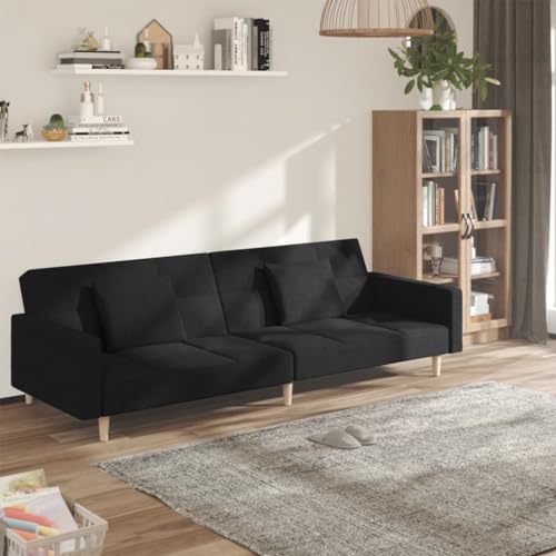 Xichuzi Schlafsofa 2-Sitzer mit 2 Kissen Schwarz Stoff, Loungesofa, Sofas & Couches, Relaxsofa, Couch für Wohnzimmer, 375801 Xichuzi Schlafsofa 2-Sitzer mit 2 Kissen Schwarz Stoff, Loungesofa, Sofas & Couches, Relaxsofa, Couch für Wohnzimmer, 375801 von Xichuzi