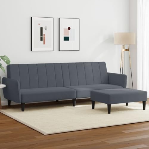 Xichuzi Schlafsofa 2-Sitzer mit Fußhocker Dunkelgrau Samt, Loungesofa, Sofas & Couches, Relaxsofa, Couch für Wohnzimmer, 3216251 von Xichuzi