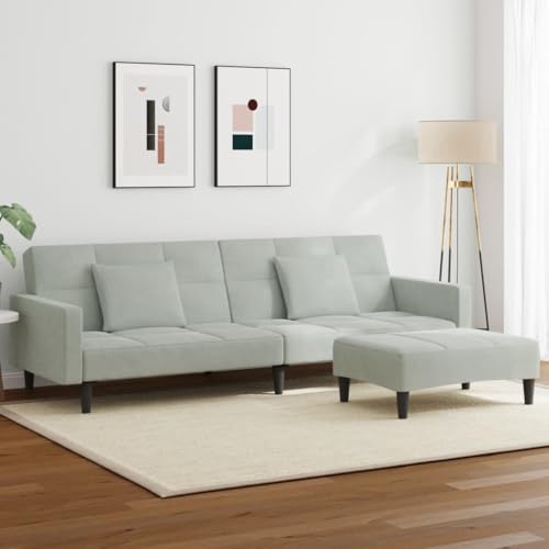 Xichuzi Schlafsofa 2-Sitzer mit Fußhocker Hellgrau Samt, Sofas & Couches, Sofa Wohnzimmer, Relaxsofa, Sofa Für Schlafzimmer - 3258116 von Xichuzi