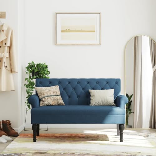 Xichuzi Sitzbank mit Rückenlehne Blau 120x62x75,5 cm Stoff, Schuhbank, Schuhregal, Schuhablage, Sitzbank Flur, Dielen- & Flurmöbel, Schuhschrank - 372126 von Xichuzi