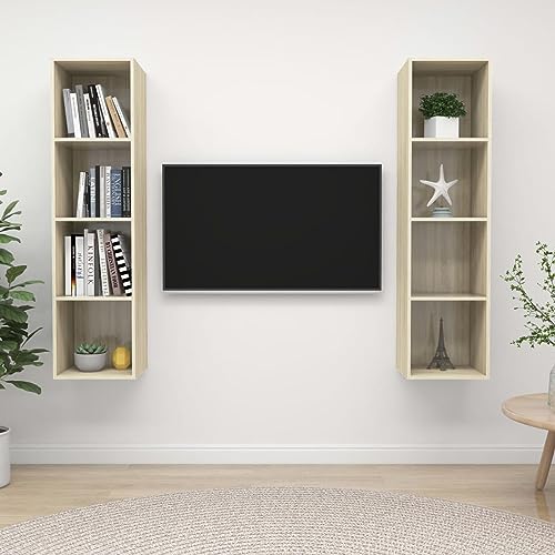 Xichuzi TV-Wandschränke 2 STK TV Board, TV Sideboard, Lowboard Schwebend, Schrankhalterungen Wand,Schwebender TV-ständer, Sonoma-Eiche Spanplatte von Xichuzi