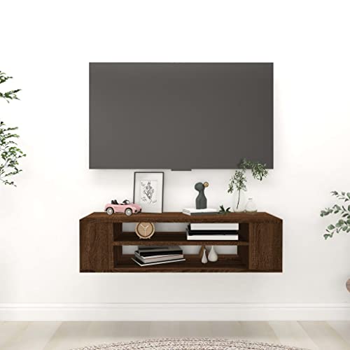 Xichuzi TV-Wandschrank Braun Eichen-Optik 100x30x26,5 cm Holzwerkstoff, Tv Board, Tv Lowboard, Tv Tisch, Fernsehschrank, Fernsehtisch, Kommode, Sideboard Wohnzimmer, Tv Sideboard - 826362 von Xichuzi
