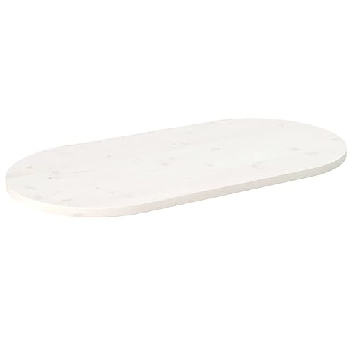 Xichuzi Tischplatte Weiß 90x45x2,5 cm Massivholz Kiefer Oval, Arbeitsplatte, Holzplatte, Schreibtischplatte, Waschtischplatte, Küchenarbeitsplatte 824356 von Xichuzi