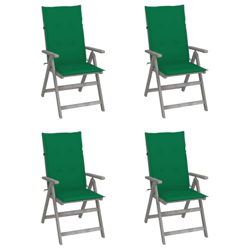 Xichuzi Verstellbare Gartenstühle 4 STK. mit Auflagen, Gartenmöbel, Balkonstühle, Balkonmöbel, Balkon Stuhl, Bistrostuhl, Balkonset, Garten Stühle, Sit Möbel, Armlehnenstuhl, Massivholz Akazie von Xichuzi
