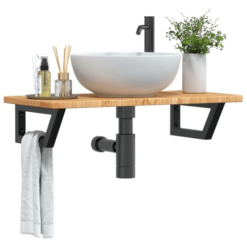 Xichuzi Waschtischplatte mit Halterung Stahl und Massivholz Eiche, Arbeitsplatte, Waschtischplatte, Bürotischplatte - 3302339 Xichuzi Waschtischplatte mit Halterung Stahl und Massivholz Eiche, Arbeitsplatte, Waschtischplatte, Bürotischplatte - 3302339 von Xichuzi