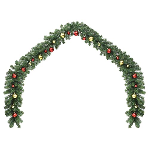 Xichuzi Weihnachtsgirlande Geschmückt mit Kugeln und 10 m, Tannengirlande, Chrismas Decor, Weihnachtsdeko, Deko Tanne Girlande, Girlande Weihnachten Outdoor - 246407 von Xichuzi