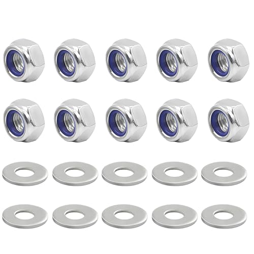 10 Stück M10 Muttern Edelstahl, DIN985, mit 10 Stück Unterlegscheiben M10 Edelstahl, Selbstsichernde Muttern Set Sicherungsmuttern Sechskantmuttern Stoppmutter 10 Stück M10 Muttern Edelstahl, DIN985, mit 10 Stück Unterlegscheiben M10 Edelstahl, Selbstsichernde Muttern Set Sicherungsmuttern Sechskantmuttern Stoppmutter von Xiciki