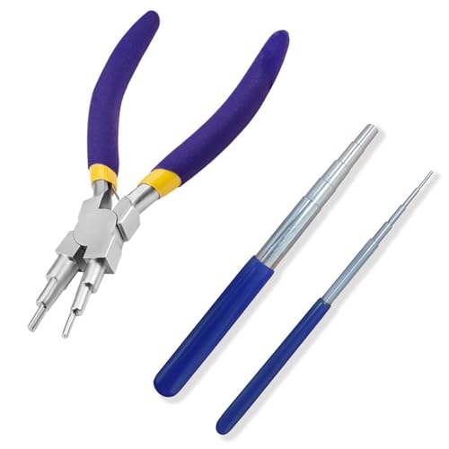 Drahtschlaufenwerkzeug-Set, 1 x 6-in-1-Zange und 2 x Drahtschlaufendorn, Schmuckherstellungswerkzeuge, Schmuckzange für Schmuckdraht-Umwicklung und Biegeringe Drahtschlaufenwerkzeug-Set, 1 x 6-in-1-Zange und 2 x Drahtschlaufendorn, Schmuckherstellungswerkzeuge, Schmuckzange für Schmuckdraht-Umwicklung und Biegeringe von Xiciki