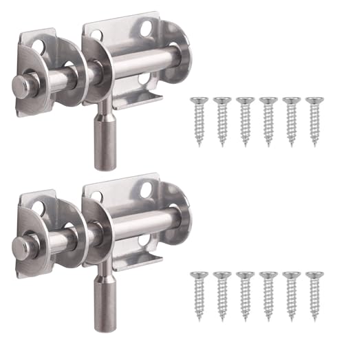 Xiciki 2 Stück Türriegel,Riegelschloss Edelstahl,Gartentor Schloss,Riegel Tür,Bolzenriegel mit Schrauben,Schieberiegel,Türverriegelung,Türriegel Außen,Ideal für Badezimmer, Schuppen und Schlafzimmer von Xiciki