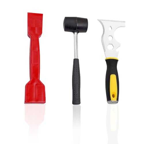 Xiciki Verglasungs-Set, 3-teiliges Fensterverglasungswerkzeug-Set, Gummihammer, Funktionsset für Fenster (13-in-1) und Streifenschaufel, praktisches Heimwerker-Verglasungswerkzeug-Set für von Xiciki