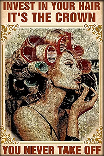 Xiddxu Blechschild Vintage Wandposter Retro Metall Friseur Haar Stylist Girl Invest in Your Hair It's The You Never Take Off Poster Home Decor Barber Shop Wandkunst Schild Wanddeko 40,6 x 30,5 cm Xiddxu Blechschild Vintage Wandposter Retro Metall Friseur Haar Stylist Girl Invest in Your Hair It's The You Never Take Off Poster Home Decor Barber Shop Wandkunst Schild Wanddeko 40,6 x 30,5 cm von Xiddxu