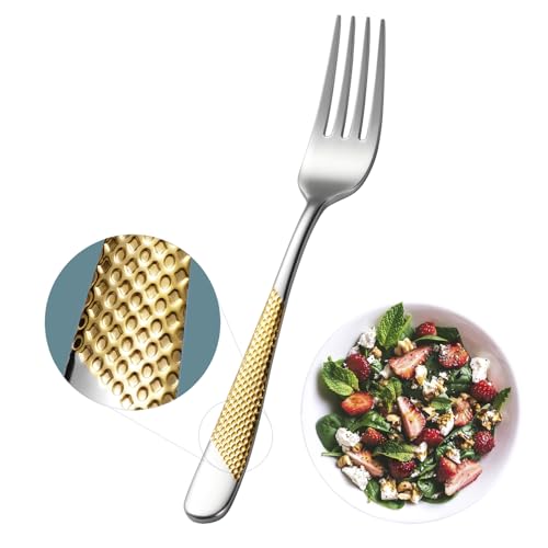Xideman® 12-teiliges Premium-Salatgabel-Set (17 cm), 18/10 Edelstahlgabeln, Besteck, hochglanzpolierte Dessertgabeln für Zuhause, Küche, Restaurant, spülmaschinenfest (Silbergold) von Xideman