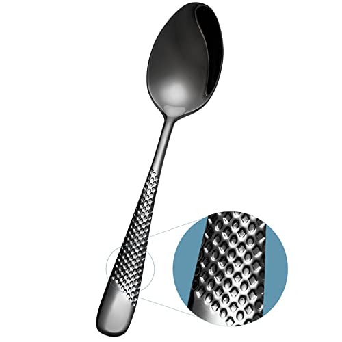 Xideman® Premium 6 Stück schwarzer Esslöffel mit gehämmertem 18/10 Edelstahl feiner Suppenlöffel, 20,2 cm Titanplattierte Esslöffel für Zuhause, Küche oder Restaurant, hochglanzpoliert und von Xideman