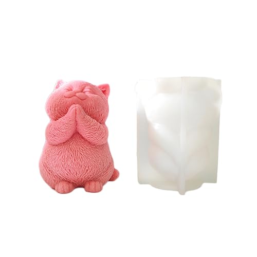 3D Kerzenform Silikonform Kätzchen Seifenform Niedliche Seifenform für Beton Tiere Kerzenständer Kerzenformen für Basteln DIY Tischdeko von Xidmold
