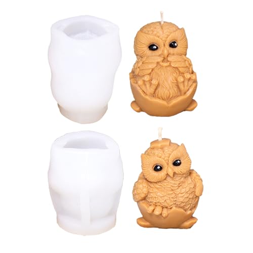 Xidmold 2 Stück 3D Eule Kerzen Silikonformen,Herbst Gießformen, Silikonform Eule,Silikon Tier Kerzenform für Kerze,Seife, Sojawachs Kerzen, Handwerk von Xidmold