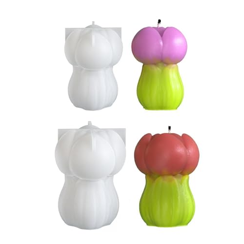 Xidmold 2 Stück Tulpen Silikon-Kerzenformen,Silikonformen Gießformen Blumen,Tulpenform für Schokolade, Sojawachs Kerzen, Epoxidharz, Seife, Gips, Handwerk von Xidmold
