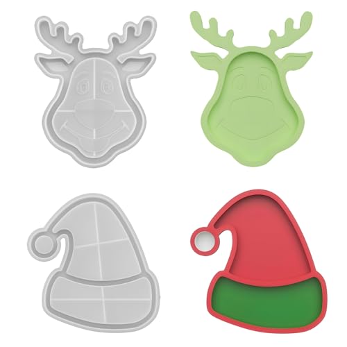Xidmold 2 Stück Weihnachten Tablett Silikonformen Set - Weihnachten Hut & Elch Harz Formen für Schmuck Schalen, Snack Tabletts, Urlaub Party Dekoration, Festliche Dekoration zu Hause Handwerk Xidmold 2 Stück Weihnachten Tablett Silikonformen Set - Weihnachten Hut & Elch Harz Formen für Schmuck Schalen, Snack Tabletts, Urlaub Party Dekoration, Festliche Dekoration zu Hause Handwerk von Xidmold