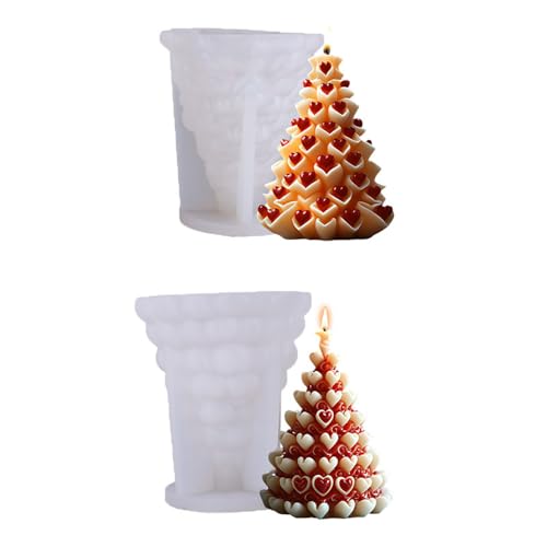 Xidmold 2 Stück Weihnachtsbaum Kerzenform,silikonform Weihnachten,Gießform Weihnachtsbaum für Kerzen, Epoxidharz, Seife, Gips, Handwerk,Kerzen Formen für Weihnachten Deko von Xidmold
