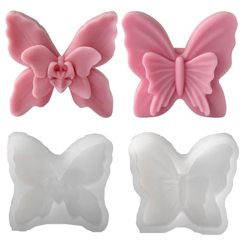 Xidmold 2 Stück schmetterling silikonform Kerzen,gipsform schmetterling für Fondant, Schokolade, Tortendeko, Seife, Sojawachs Kerzen, Gips, Handwerk von Xidmold