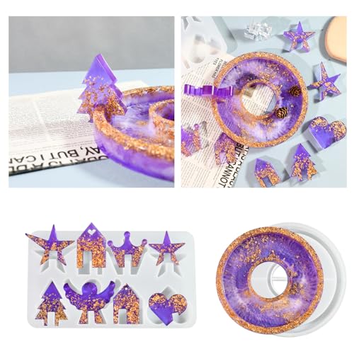 Xidmold 2 Stücke Engel Häuser gießform tablett rund mit Rillen,Gießformen Häuser,3D Silikonform Engel für Seife, Sojawachs Kerzen, Gips, Handwerk von Xidmold