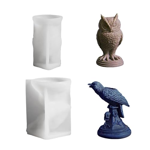 Xidmold 2er Halloween-Vogel-KerzenForm,gotische Kerzenhalter Silikonformen,Eule & Rabe Harz Gussformen für DIY Teelichthalter, Halloween Deko & kreative Projekte von Xidmold