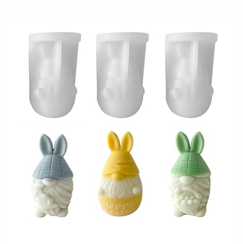 Xidmold 3 Stück Ostern Wichtel Kerzeform 3D Kaninchen Ei Zwerge Silikonform für Fondant, Sojawachs Kerzen, Seife, Figur, Gips, Epoxidharz, Handwerk Xidmold 3 Stück Ostern Wichtel Kerzeform 3D Kaninchen Ei Zwerge Silikonform für Fondant, Sojawachs Kerzen, Seife, Figur, Gips, Epoxidharz, Handwerk von Xidmold